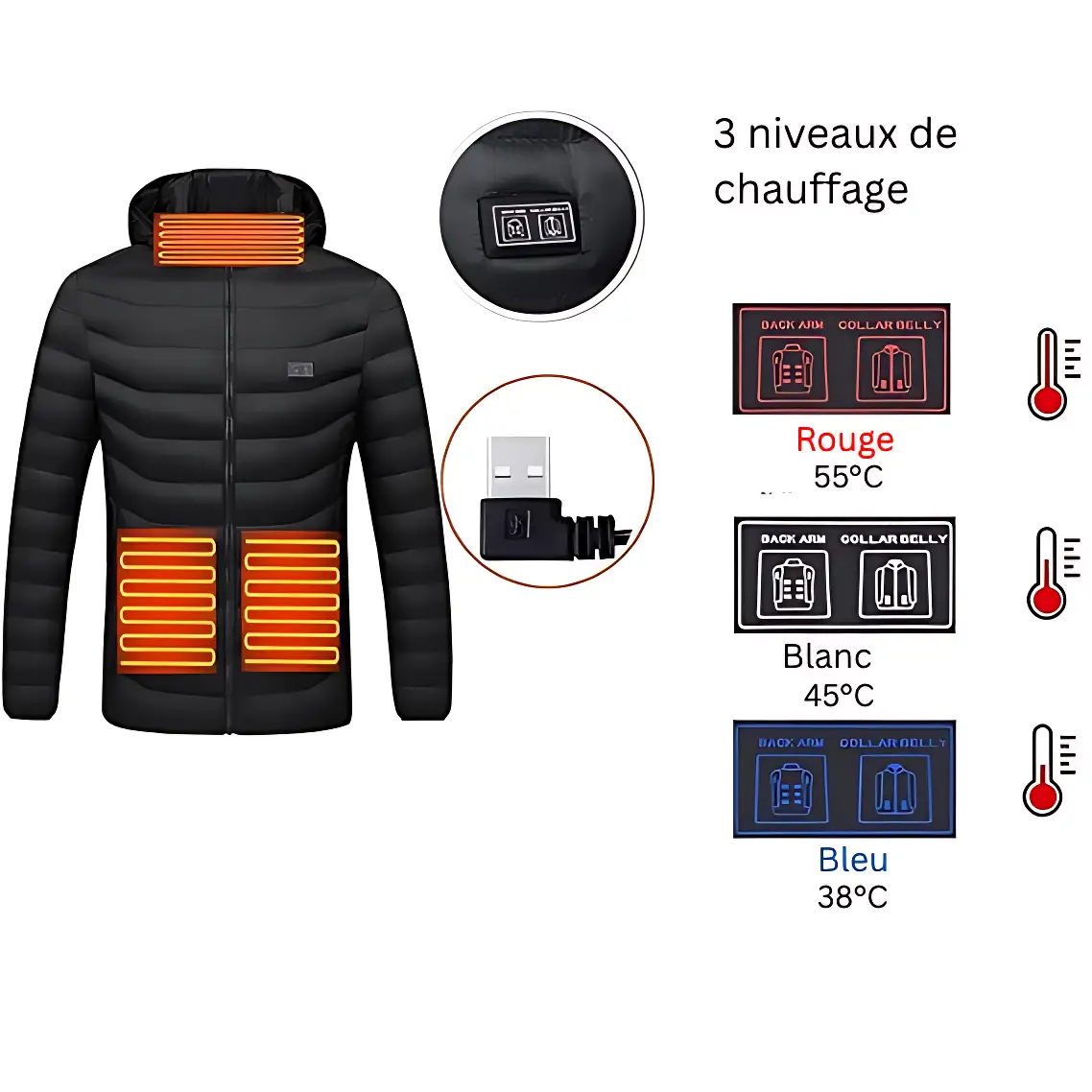 Doudoune chauffante homme avec batterie - Image 5
