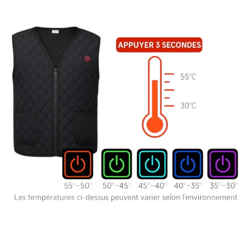 Gilet chauffant homme température réglable - Image 11